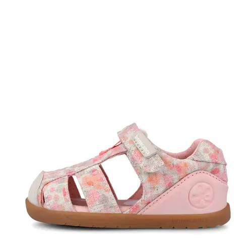 Sandale Barefoot Fete, Biomecanics Wider Canvas, roz cu imprimeu_262193-A103-21_Pebebe