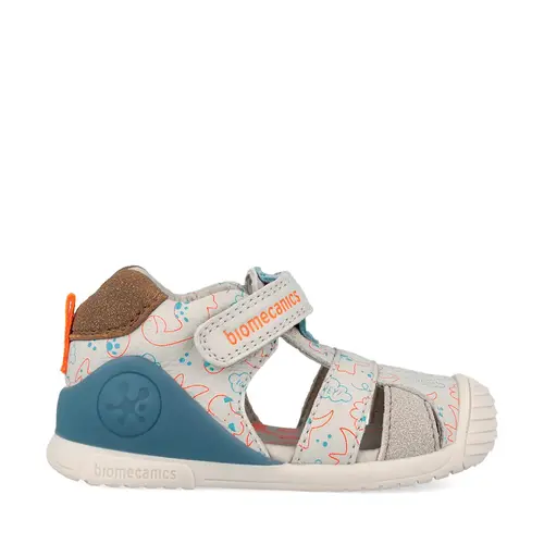 Sandale Biomecanics baieti, Biogateo, Piele Naturală, Bej cu Imprimeu Dinozauri_262125-B695-20_Pebebe