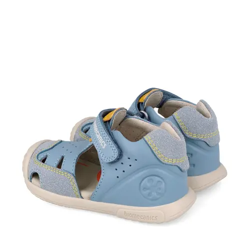 Sandale Biomecanics baieti, Biogateo, Sustinere Calcai, Piele Naturală, Bleu_262130-B862-21_Pebebe