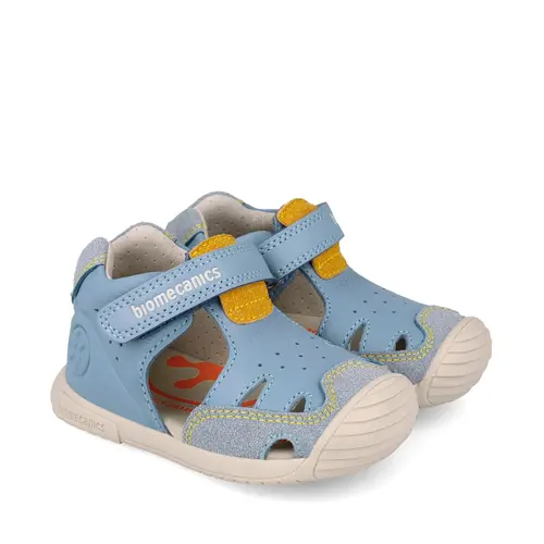 Sandale Biomecanics baieti, Biogateo, Sustinere Calcai, Piele Naturală, Bleu_262130-B862-21_Pebebe