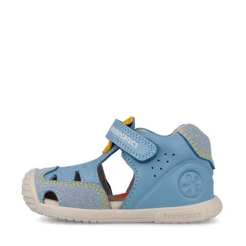 Sandale Biomecanics baieti, Biogateo, Sustinere Calcai, Piele Naturală, Bleu_262130-B862-21_Pebebe