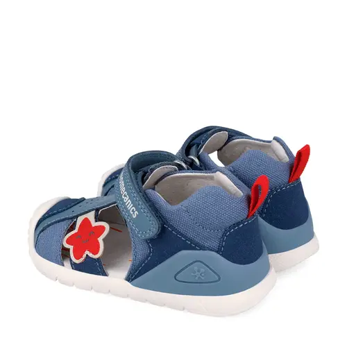 Sandale Biomecanics baieti, talpa flexibila, protectie degete, Biogateo Casual, albastru cu steluta_262127-A631-20_Pebebe