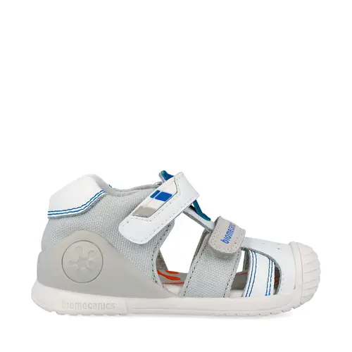 Sandale Biomecanics baieti, talpa flexibila, protectie degete, Biogateo Casual, bej cu alb_262123-B050-20_Pebebe