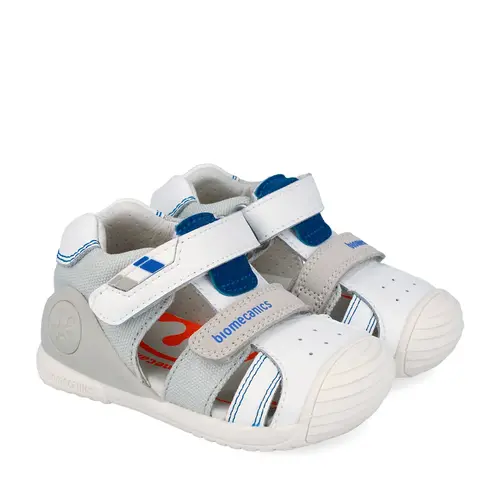 Sandale Biomecanics baieti, talpa flexibila, protectie degete, Biogateo Casual, bej cu alb_262123-B050-20_Pebebe