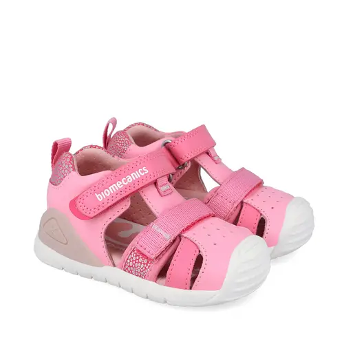 Sandale Biomecanics Biogateo pentru Fetițe – Roz Fucsia cu Detalii Argintii_262111-A711-19_Pebebe