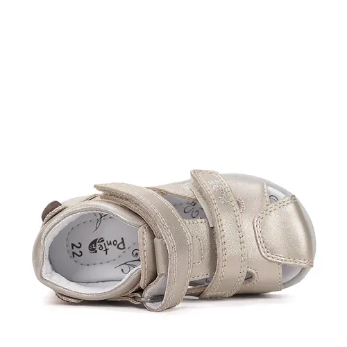 Sandale cu supinatie, Ponte20, piele naturala, auriu, design cu ursulet_DA05-6-1256B-22_Pebebe