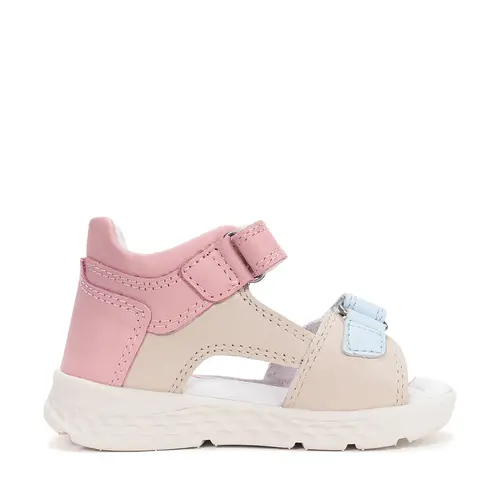 Sandale cu supinatie, piele naturala, vârf deschis, crem cu roz, Ponte20_DA05-6-1884B-22_Pebebe