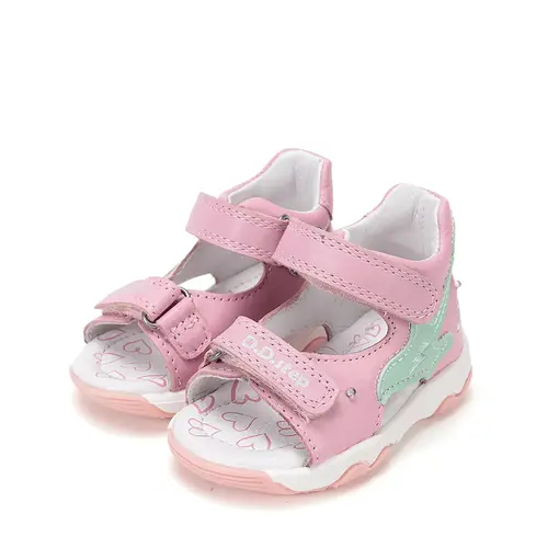 Sandale D.D. Step fete, piele naturală, LED, roz, design cu chitara,_G064-61965A-21_Pebebe