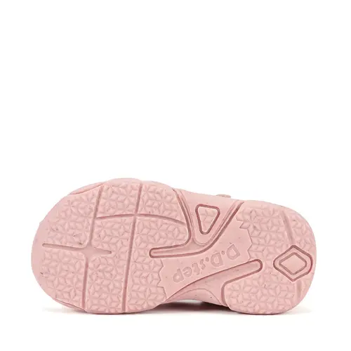 Sandale D.D. Step fete, piele naturala, roz cu imprimeu flori_G064-61994A-21_Pebebe