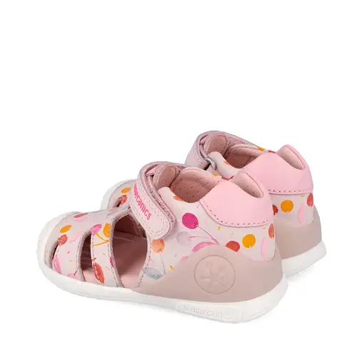 Sandale Închise Biomecanics Biogateo pentru Fetițe, Protecție Degete – Roz cu Imprimeu Multicolor_262104-A779-20_Pebebe
