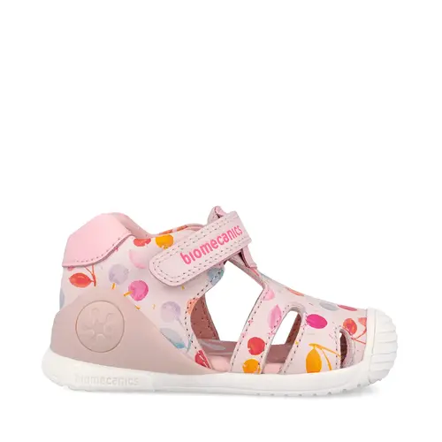 Sandale Închise Biomecanics Biogateo pentru Fetițe, Protecție Degete – Roz cu Imprimeu Multicolor_262104-A779-20_Pebebe