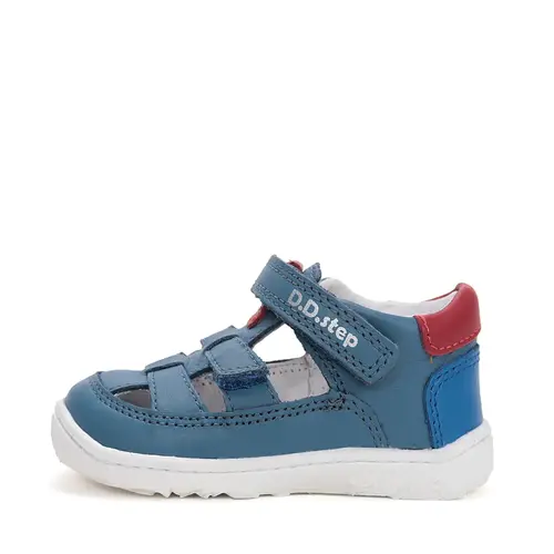 Pantofi D.D.Step copii, barefoot, piele naturala, decupati, primii pași, albastru_H077-61979-20_Pebebe