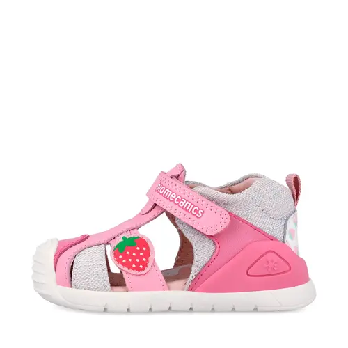 Sandale Biomecanics fete, talpa flexibila, protectie degete, Biogateo Casual, roz cu capsuna_262110-A711-20_Pebebe