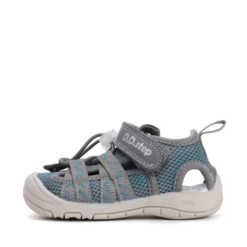 Sandale D.D Step băieți cu uscare rapidă, material textil, gri cu imprimeu_G065-61161B-21_Pebebe