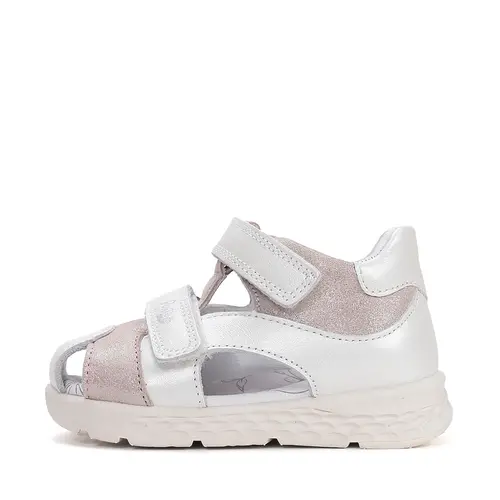 Sandale fete, cu supinatie, piele naturala, ajustare cu doua barete, alb, Ponte20_DA05-6-1808C-22_Pebebe