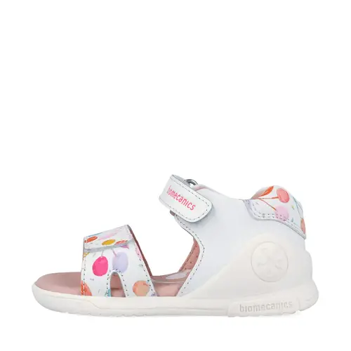 Sandale fete Biomecanics, Varf Deschis, Sustinere la calcai, Piele Naturala, alb cu imprimeu_262141-A050-20_Pebebe