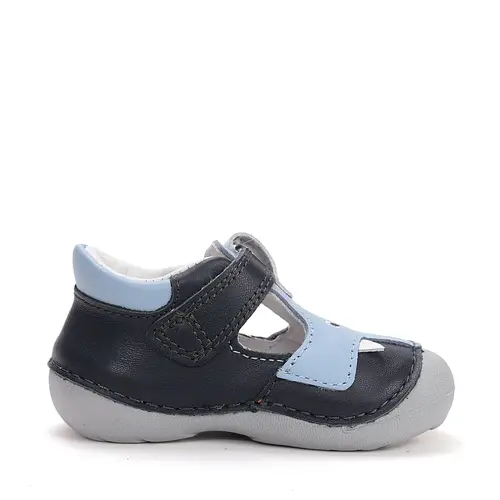 Pantofi baieti, piele naturala, decupati, primii pași, bleumarin cu elefant, D.D. Step_H015-61484-19_Pebebe