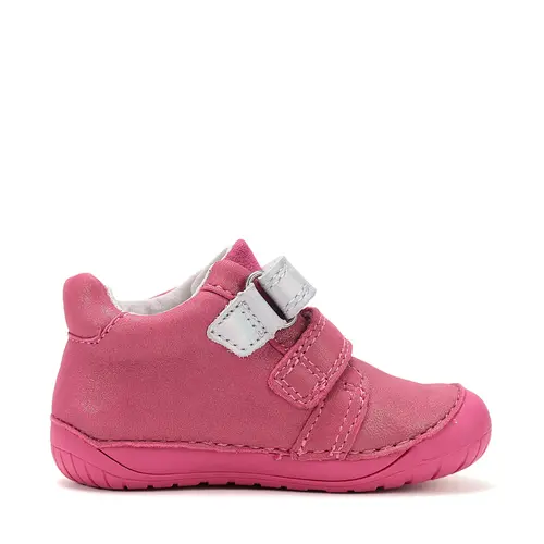 Pantofi Barefoot D.D. Step fete, piele naturala, primii pasi, fuchsia sidef, design cu lebadă_S070-61837B-20_Pebebe