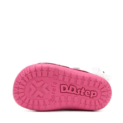 Pantofi Barefoot D.D. Step fete, piele naturala, primii pasi, fuchsia sidef, design cu lebadă_S070-61837B-20_Pebebe