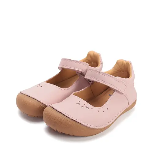 Pantofi barefoot fete, balerini, piele naturala, design cu flori, roz D.D.Step_H063-61295AM-26_Pebebe