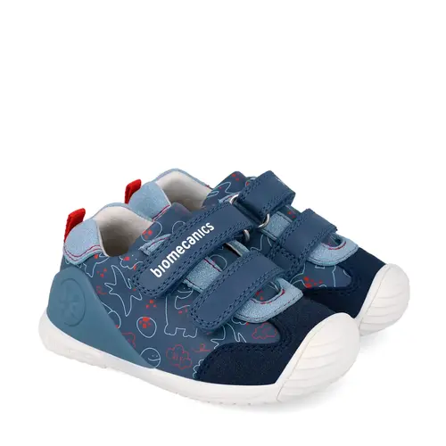 Pantofi Biomecanics pentru Băieței Biogateo Casual – bleumarin cu Imprimeu Dinozauri_262120-A556-19_Pebebe