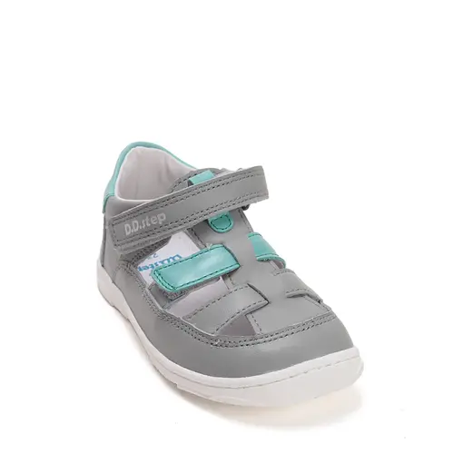 Pantofi D.D.Step copii, barefoot, piele naturala, decupati, primii pași, gri_H077-61979B-21_Pebebe