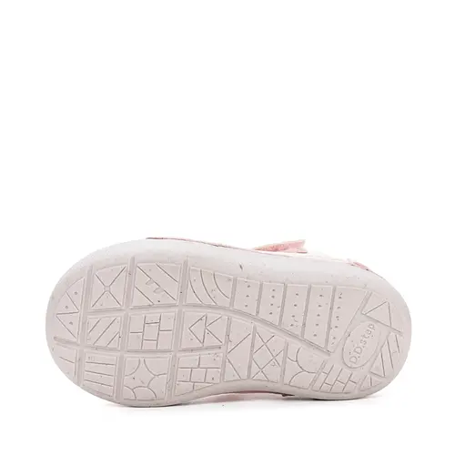Pantofi D.D.Step, fete, piele naturala, decupati, primii pași, roz sidef cu inimioare_H066-61513-21_Pebebe