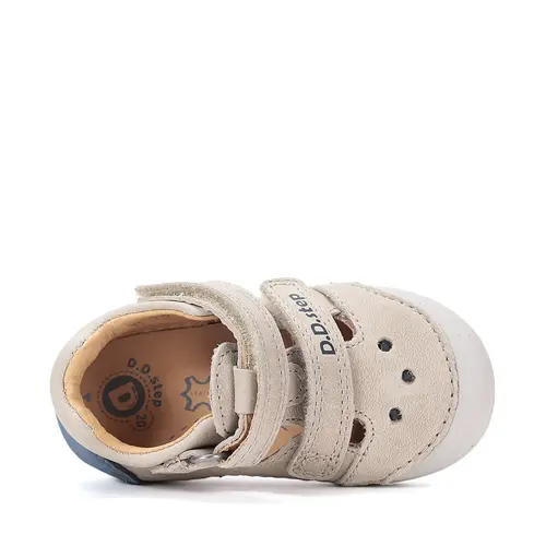 Pantofi D.D.Step, primii pasi, din piele naturala, decupati, primii pași, bej_H066-61530-21_Pebebe