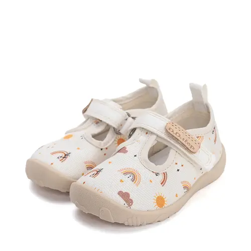 Pantofi de interior pentru copii, decupati, material textil, talpa flexibila, alb, D.D Step_C086-61991A-20_Pebebe