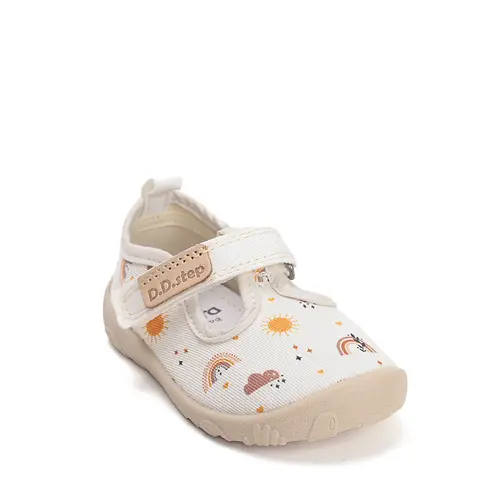 Pantofi de interior pentru copii, decupati, material textil, talpa flexibila, alb, D.D Step_C086-61991A-20_Pebebe