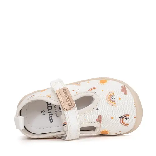 Pantofi de interior pentru copii, decupati, material textil, talpa flexibila, alb, D.D Step_C086-61991A-20_Pebebe