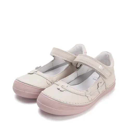 Pantofi fete, balerini, piele naturala, design cu flori, crem, D.D.Step_H078-61966AM-27_Pebebe