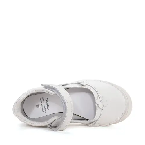 Pantofi fete, balerini, piele naturala, design cu flori, alb D.D.Step_H078-61856M-27_Pebebe