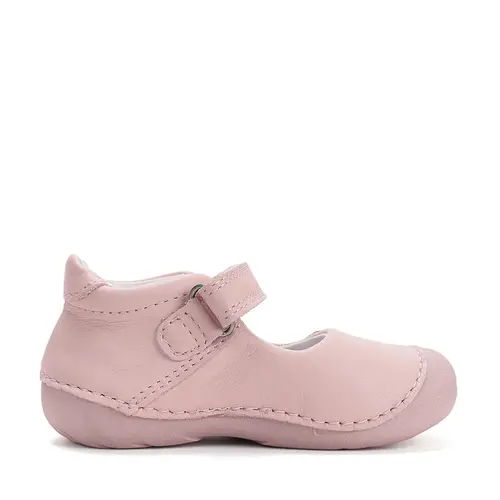 Pantofi fete, piele naturala, decupati, primii pași, roz cu flori, D.D. Step_H015-61614A-20_Pebebe