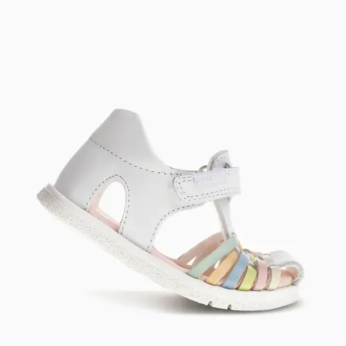 Sandale Barefoot fete Pablosky, albe, din piele, cu închidere cu scai_054900-21_Pebebe