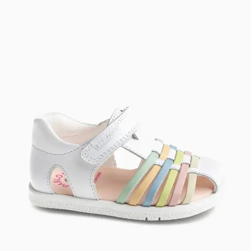 Sandale Barefoot fete Pablosky, albe, din piele, cu închidere cu scai_054900-21_Pebebe