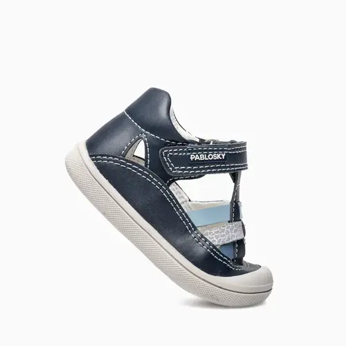 Sandale Barefoot baieti, Pablosky, bleumarin, Leader Tech si piele naturala, inchidere cu scai_049026-18_Pebebe