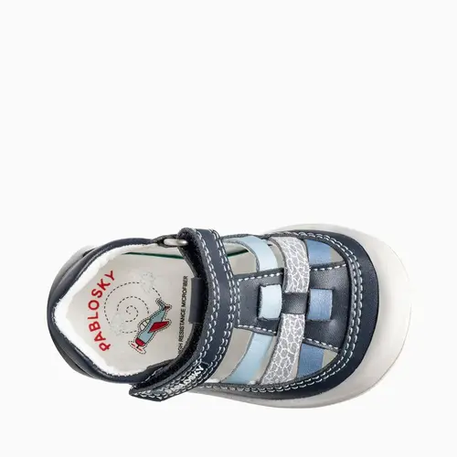 Sandale Barefoot baieti, Pablosky, bleumarin, Leader Tech si piele naturala, inchidere cu scai_049026-18_Pebebe