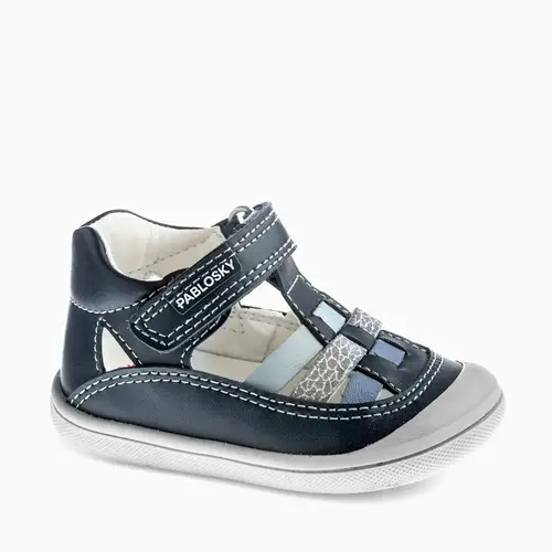 Sandale Barefoot baieti, Pablosky, bleumarin, Leader Tech si piele naturala, inchidere cu scai_049026-18_Pebebe