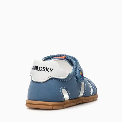 Sandale Barefoot baieti, Pablosky, albastru, Nobuck-Tech, inchidere cu scai_067444-20_Pebebe