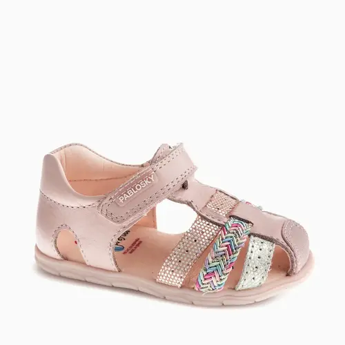 Sandale Barefoot fete Pablosky, piele naturala, roz, închidere cu scai_067170-19_Pebebe