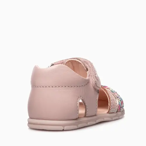 Sandale Barefoot fete Pablosky, piele naturala, roz, închidere cu scai_067170-19_Pebebe