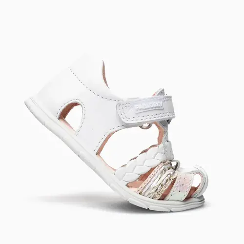 Sandale Barefoot fete Pablosky, piele naturala, alb, închidere cu scai_067200-20_Pebebe