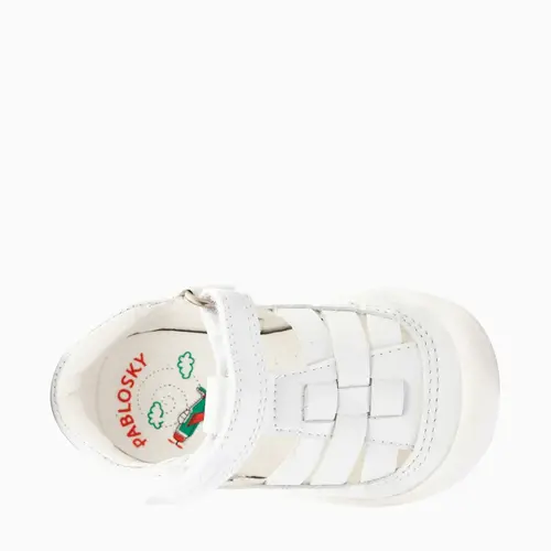 Sandale Barefoot bebe unisex Pablosky, albe, Leader Tech, inchidere cu scai_049005-19_Pebebe