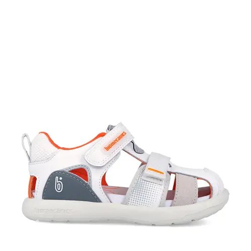 Sandale Biomecanics baieti, piele naturala, talpa flexibila, protectie degete, Bioevolution, alb_262231-B050-25_Pebebe