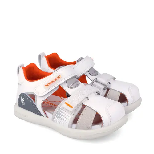 Sandale Biomecanics baieti, piele naturala, talpa flexibila, protectie degete, Bioevolution, alb_262231-B050-25_Pebebe