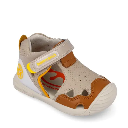 Sandale Biomecanics baieti, talpa flexibila, protectie degete, Biogateo Casual, cappuccino_262128-B725-19_Pebebe