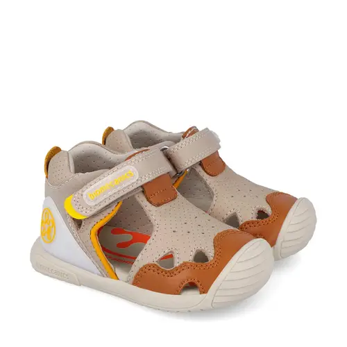 Sandale Biomecanics baieti, talpa flexibila, protectie degete, Biogateo Casual, cappuccino_262128-B725-19_Pebebe