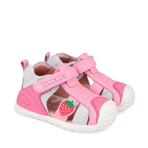 Sandale Biomecanics fete, talpa flexibila, protectie degete, Biogateo Casual, roz cu capsuna_262110-A711-20_Pebebe