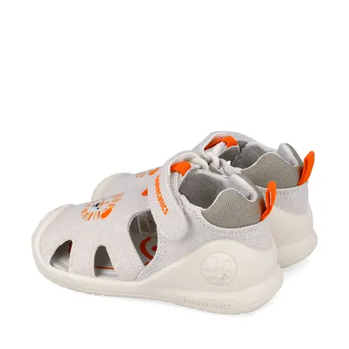 Sandale copii Biomecanics, material textil, talpa flexibila, protectie degete, Biogateo Canvas, bej cu imprimeu_262185-B103-20_Pebebe